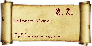 Meister Klára névjegykártya
